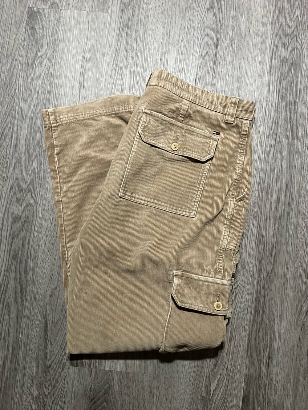 Tommy Hilfiger cargo corduroy baggy 100% cotton pants tan men’s 36X32